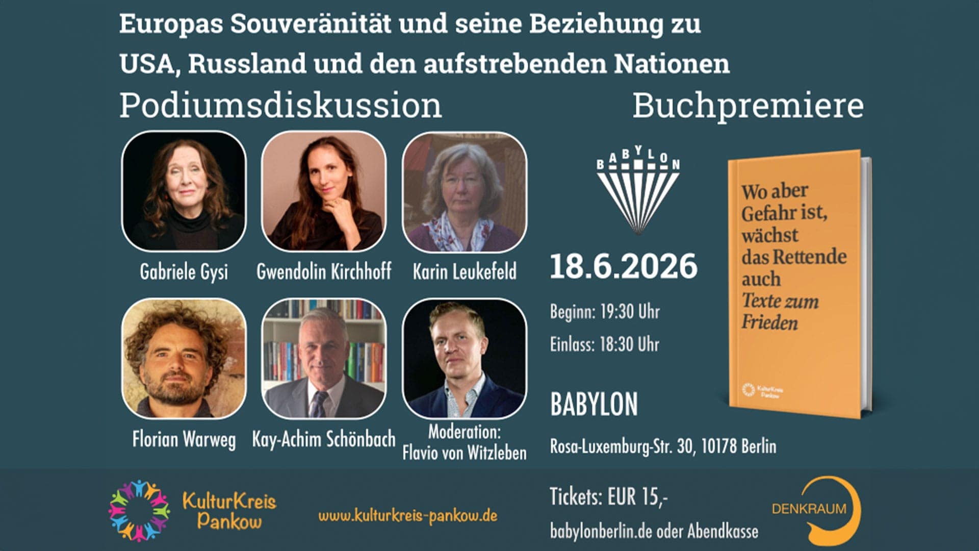 Europas Souveränität und seine Beziehung zu den USA, Russland und den aufstrebenden Nationen – Buchpremiere und Podiumsdiskussion