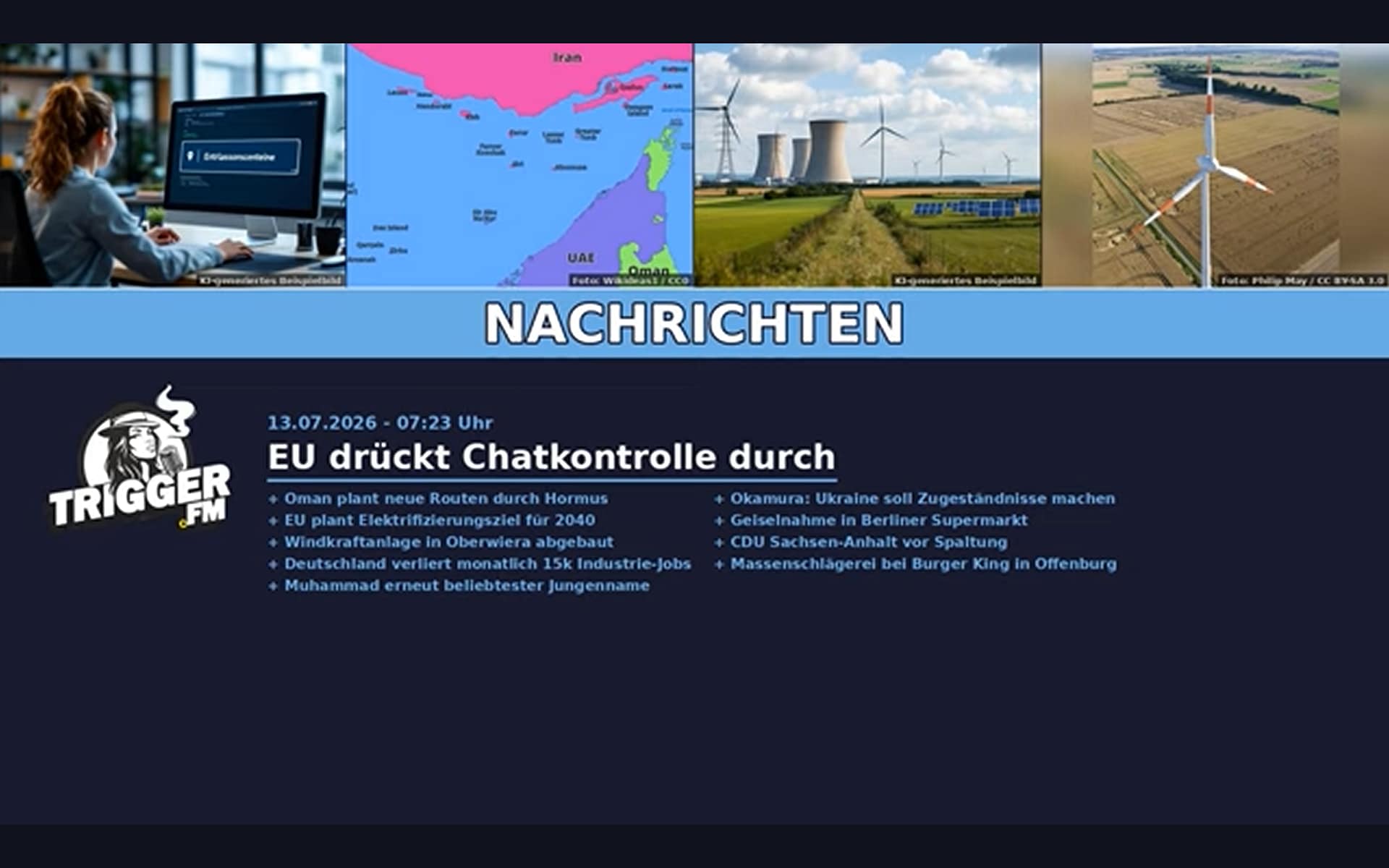 TriggerFM: Nachrichten der Freien Medien vom 13.07.2026