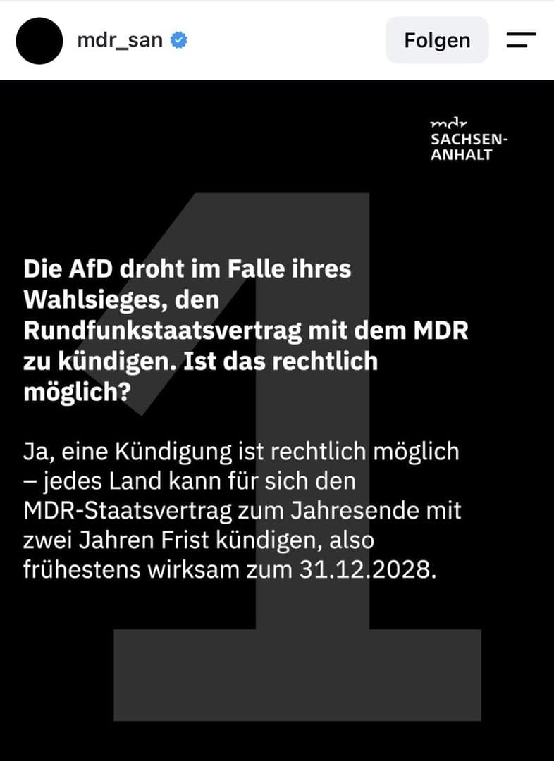MDR sieht schwarz – ÖRR-Sender fürchtet „AfD-Macht“ in Sachsen-Anhalt MDR sieht schwarz – ÖRR-Sender fürchtet „AfD-Macht“ in Sachsen-Anhalt